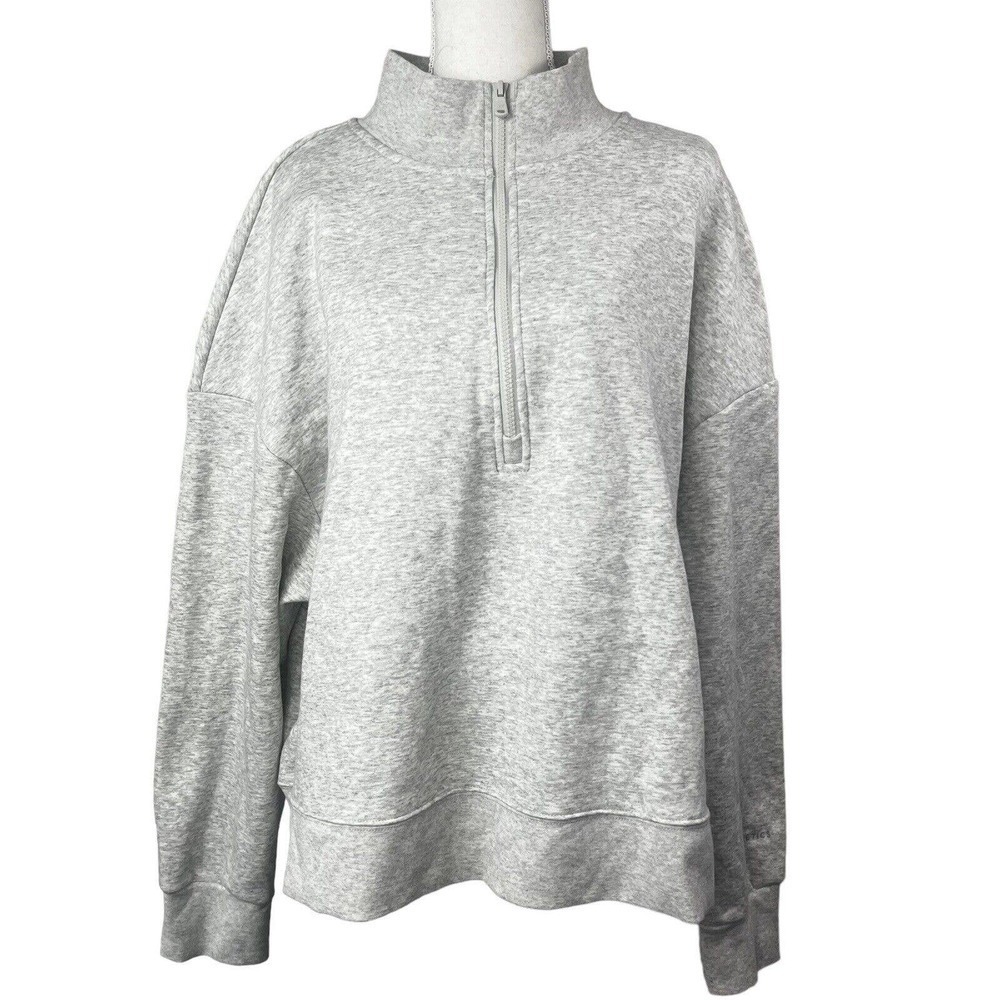 Fabletics Catarina Mock Neck Quarter Zip Pullover Size 2X Heather Gray